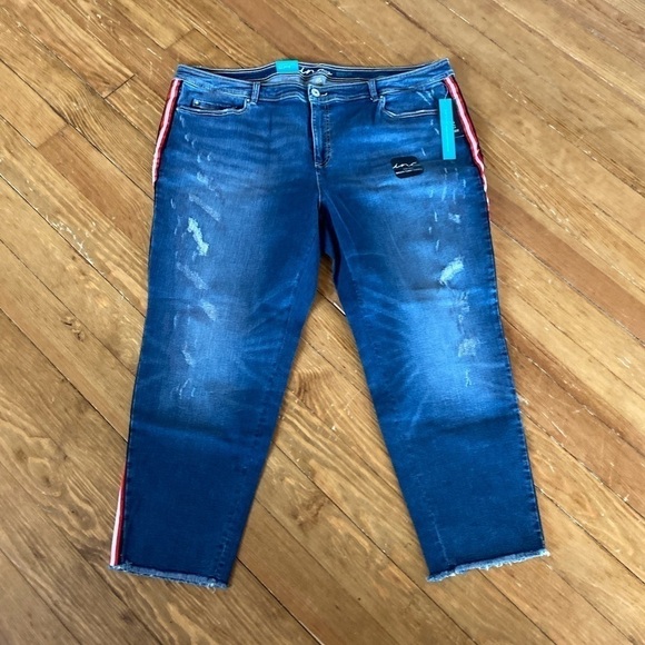 Nwt International Concepts INC Plus Size Red Racing Stripe Ankle Jeans s… - Picture 3 of 8